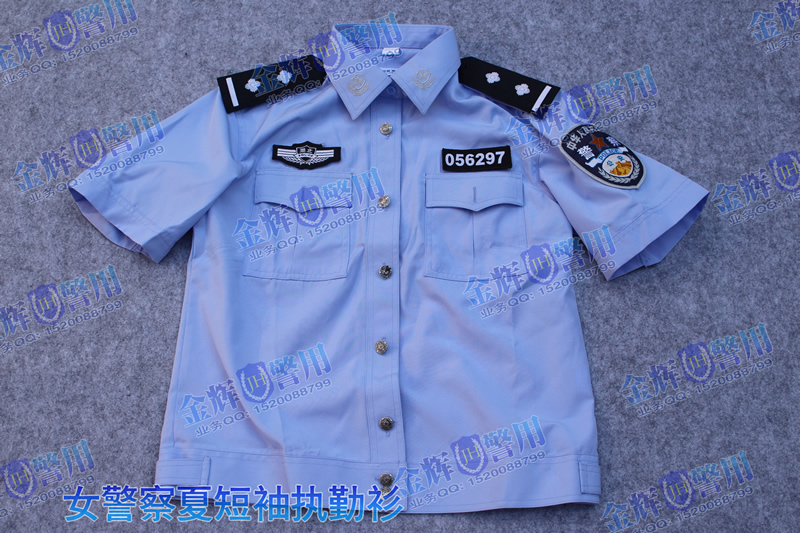 新款女警察夏季短袖,女式夏短袖执勤衫,警用女警服,女